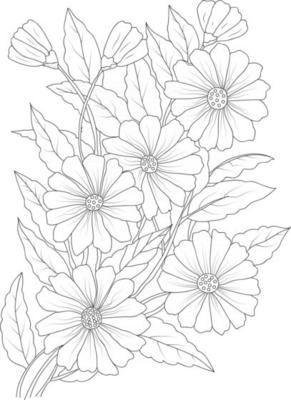 adult flower coloring page for drawing floral print flower branch pro vector 2926965 vector art at vecteezy