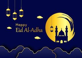 Eid al adha background with yellow gold gradient color vector