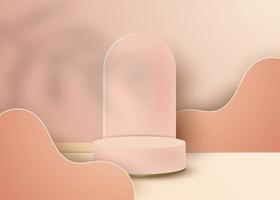 realistic 3d podium with pastel colours vector