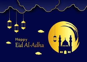 Eid al adha background with yellow gold gradient color vector