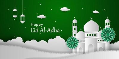 Eid Al Adha Background in Papercut style vector