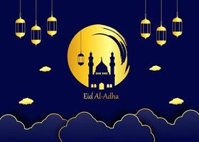 Eid al adha background with yellow gold gradient color vector