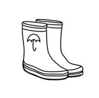 Rubber boots isolated on a white background.Gardener boots for working in the garden. Hand-drawn vector illustration in the Doodle style.