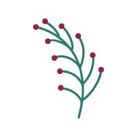 A sprig with red berries on a white background. Vector illustration