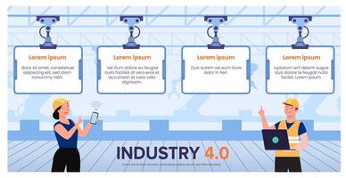 Technology system control infographic of industry 4.0 vector