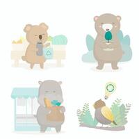 Bundle set of animal with recycle plastic packaging campaign vector