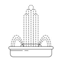 Abstract fountain. Decorative fountain. Cascade and water splash. Vector line illustration.