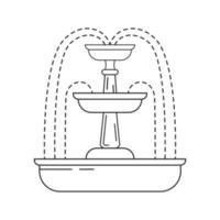 Abstract fountain. Decorative cascade fountain. Cascade and water splash. Vector line illustration.