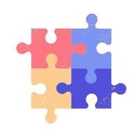 4 pieces of colored puzzle with hole texture. Vector illustration.