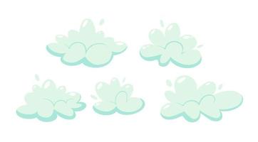 Soap foam with bubbles. Set of cartoon shampoo and soap foam suds. Vector illustration