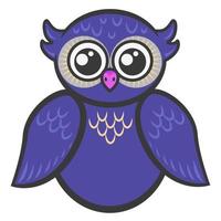 Cute cartoon purple owl in flat design. Vector illustration isolated on white background.