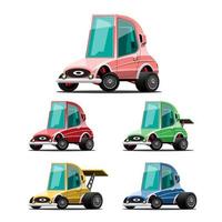 conjunto de paquete de coche deportivo en vector de personaje de dibujos animados