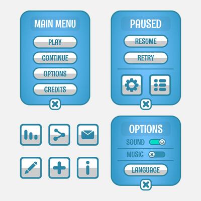 Set of game menu selection for rpg and adventure game