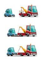 set of towing car trucking  auto transport vector illustration