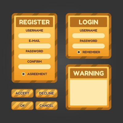 Set of game menu selection for rpg and adventure game