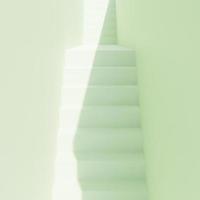 Estilo minimalista de edificios arquitectónicos con escalera, vivienda sobre fondo color pastel, presentación, sombra y sombra. Representación 3D. foto