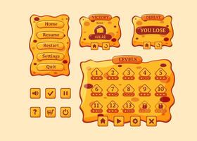 Design for Complete set of score button game pop-up, icon, window and elements vector