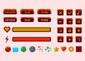 Design for Complete set of selection button game pop-up, icon, window and elements vector