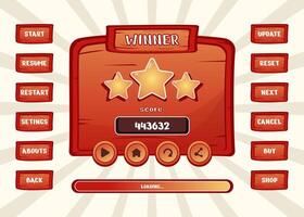 Design for Complete set of score button game pop-up, icon, window and elements vector