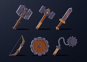 Set of 6 asset item for warrior  character. vector