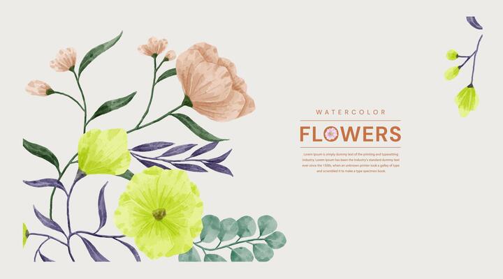 A set of flowers painted in watercolor for various cards and greeting cards.