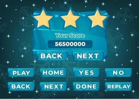 Design for Complete set of score button game pop-up, icon, window and elements vector