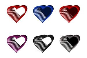conjunto de corazones de colores vector