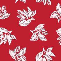 Red Tropical Botanical Floral Seamless Pattern Background vector