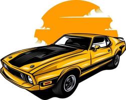 retro car illustration on solid color vector