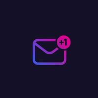 email, inbox alert, one new message vector icon