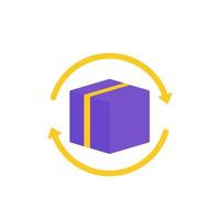 parcel return icon with box vector