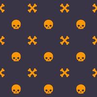 pattern with skull and bones, dark seamless halloween vector background