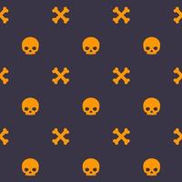 pattern with skull and bones, dark seamless halloween vector background