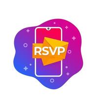 icono de rsvp con teléfono inteligente, vector