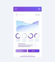 Trading app, mobile ui design vector