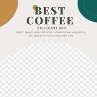 Coffee shop cafe sale discount poster social media post template soft modern minimalis style vector