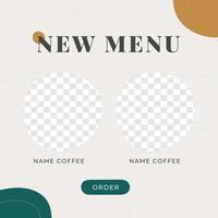 Coffee shop cafe sale discount poster social media post template soft modern minimalis style vector