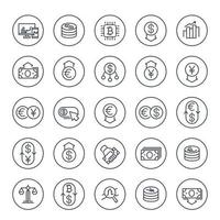 Currency, financial operations, forex trading line icons set on white vector