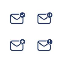 email, inbox, mail vector icons on white