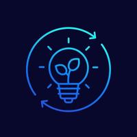 light bulb and plant icon, linear vector