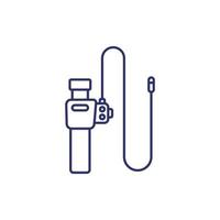 endoscope, colonoscopy tool line icon vector