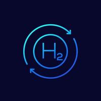 hydrogen icon with arrows, linear vector