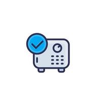 deposit icon, strongbox with checkmark vector