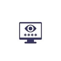 Parental control icon with eye and password on screen vector
