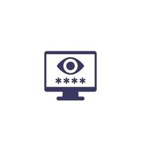 Parental control icon with eye and password on screen vector