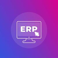 icono de software erp con computadora vector