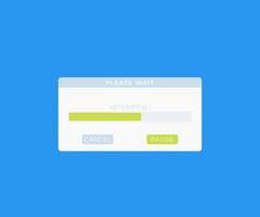 Upload window with progress bar, vector interface