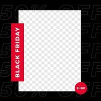 cartel de descuento de venta de viernes negro plantilla de publicación de redes sociales estilo minimalista moderno rojo vector