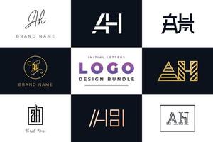 Set of collection Initial Letters AH Logo Design. vector