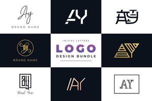 conjunto de letras iniciales de colección ay diseño de logotipo. vector